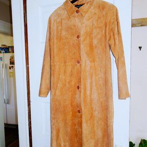 Centagrade Long Washable Suede Coat Rust Color Size Small